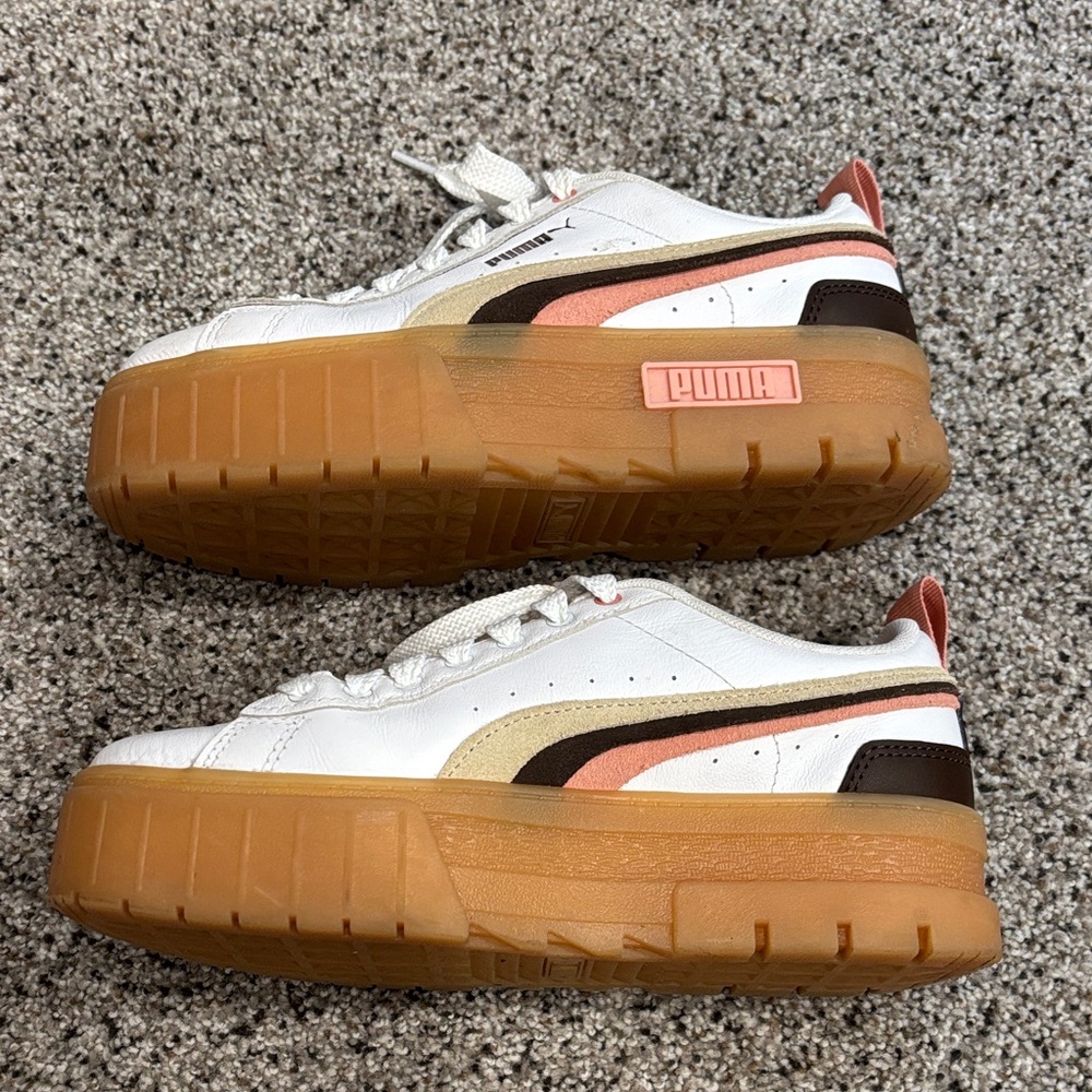 Puma White and Brown Platform Sneakers - Picture 5 of 5
